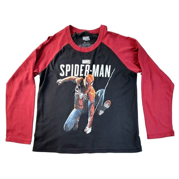 Marvel Spider-Man T-shirt Youth Long Sleeved Tee Red and Black size Small JH160 - Picture 1 of 3